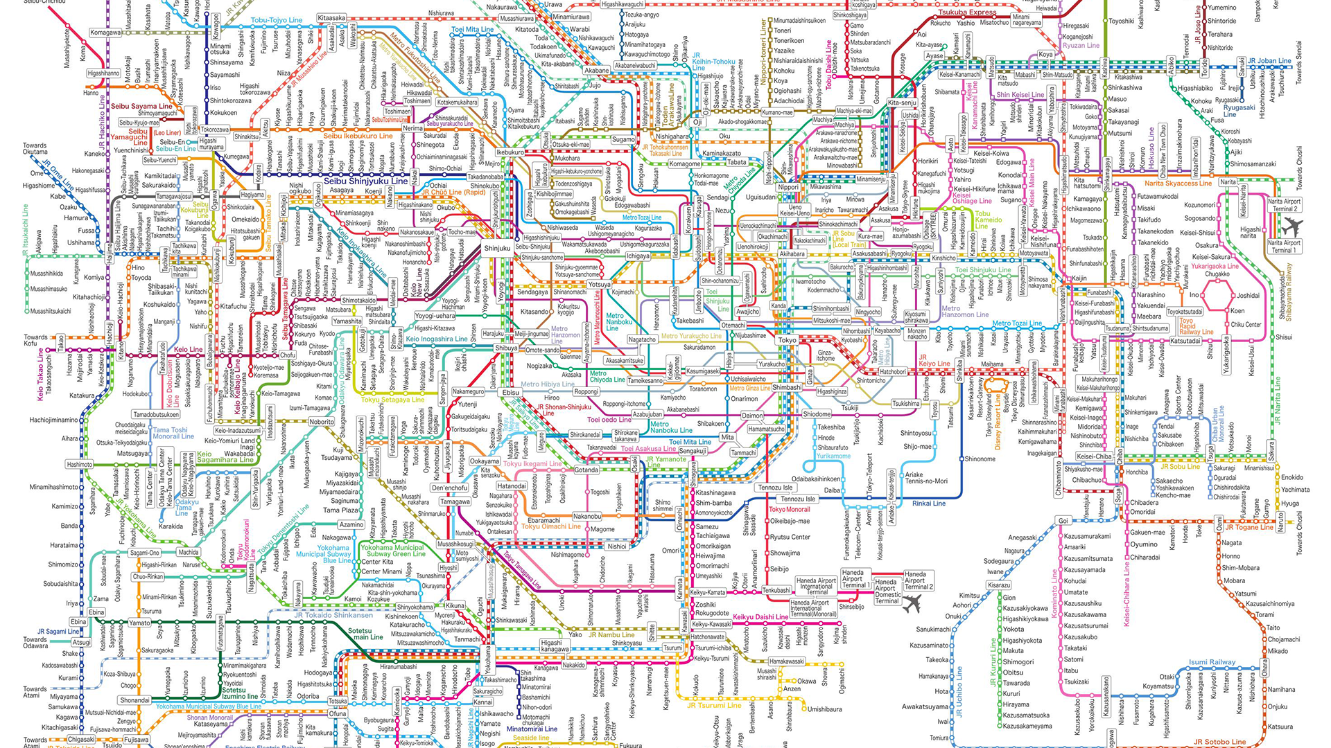 Railway Map of Tokyo Area